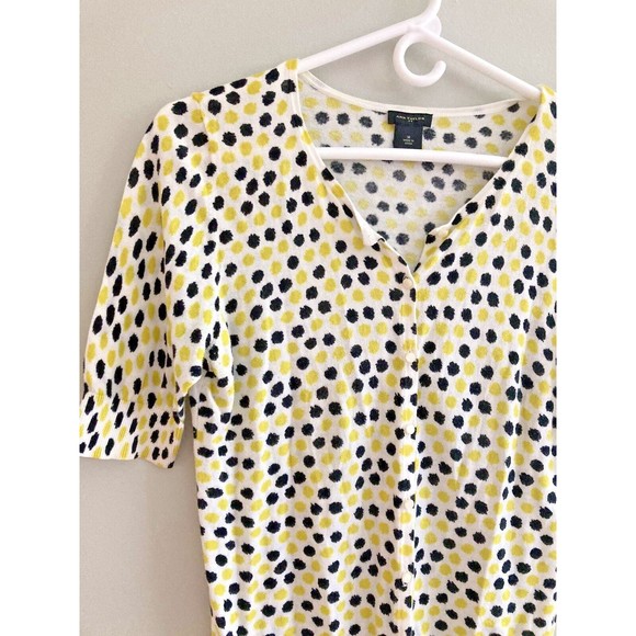Ann Taylor Womens Short Sleeve Button Up Cardigan Lightweight Polkadot, Medium - Picture 3 of 6